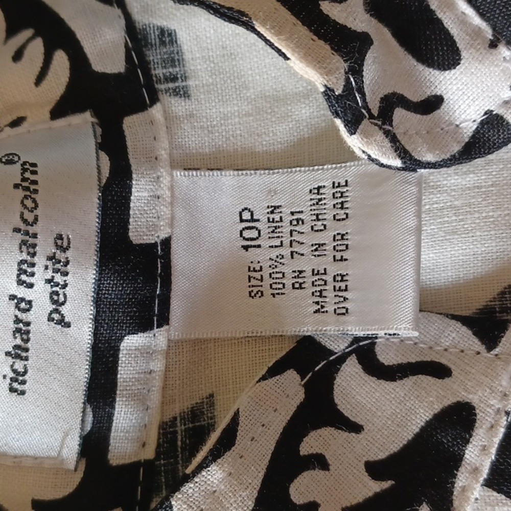Richard Malcolm Sz 10P, Elegant Black and White, Linen Patterned Blouse/jacket - Picture 10 of 11